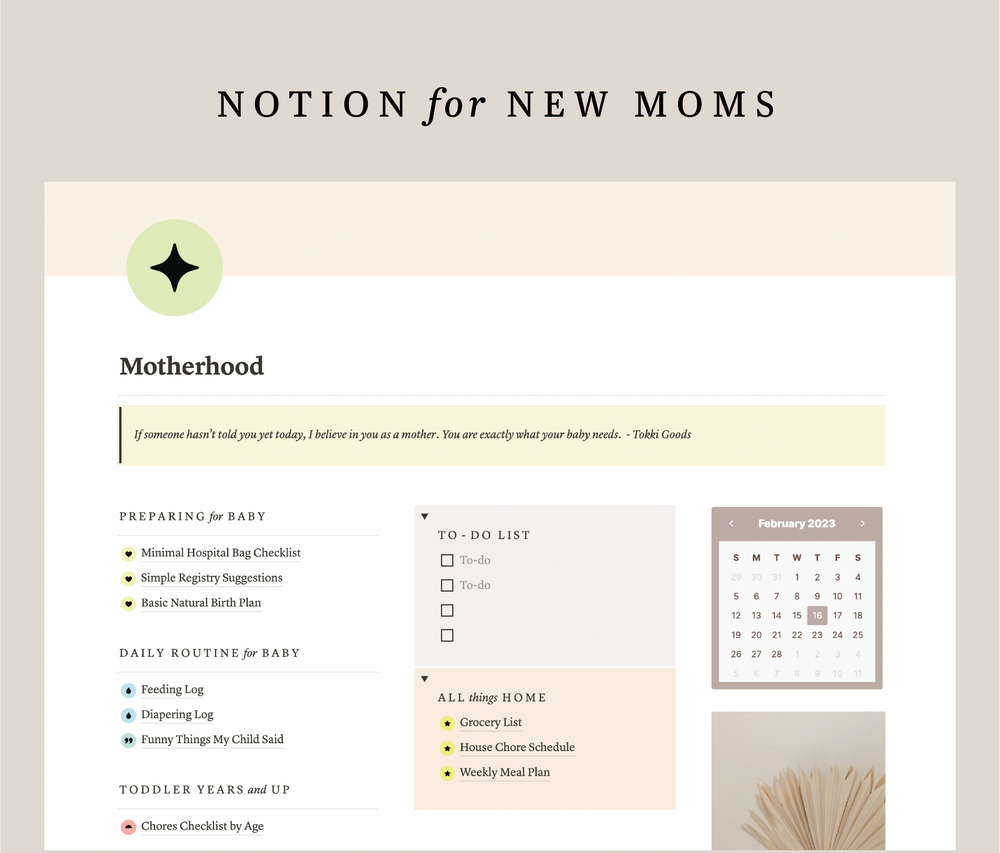 Buy Aesthetic Notion Template for New Moms Tokki Goods Buy Aesthetic Notion Template for New Moms Tokki Goods