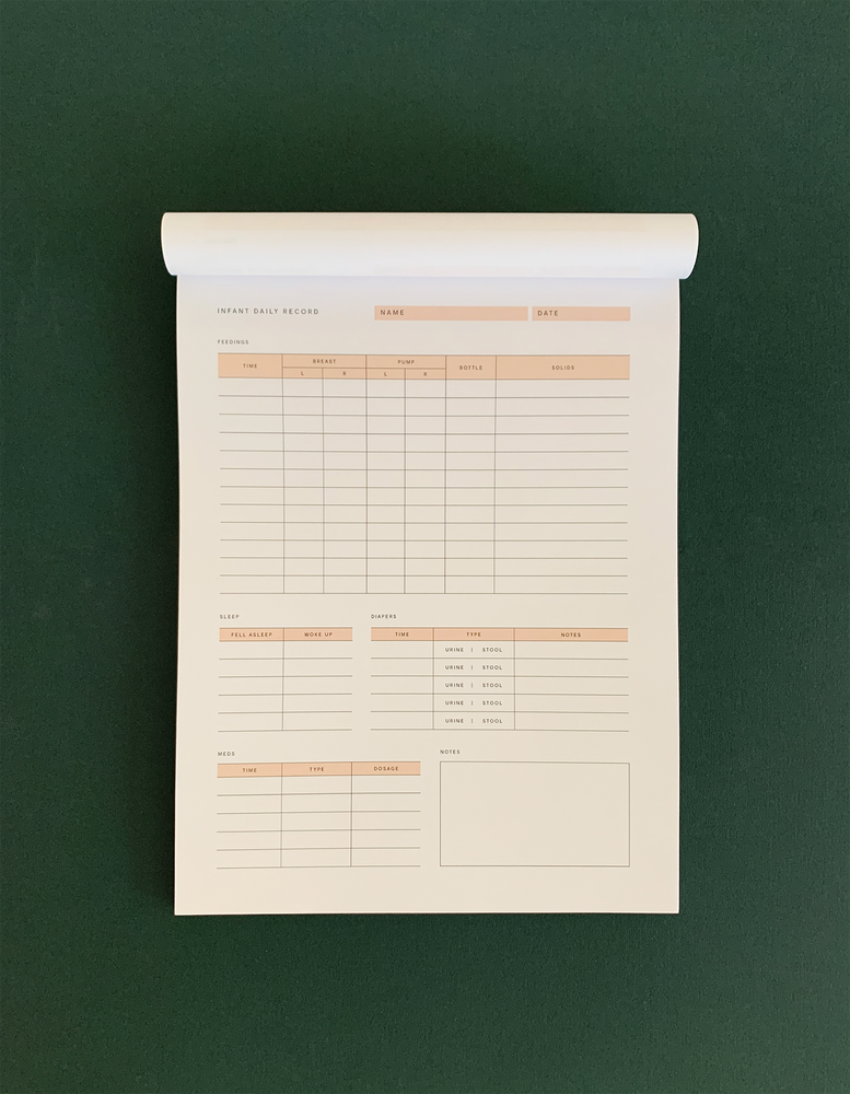 Infant Daily Log Notepad